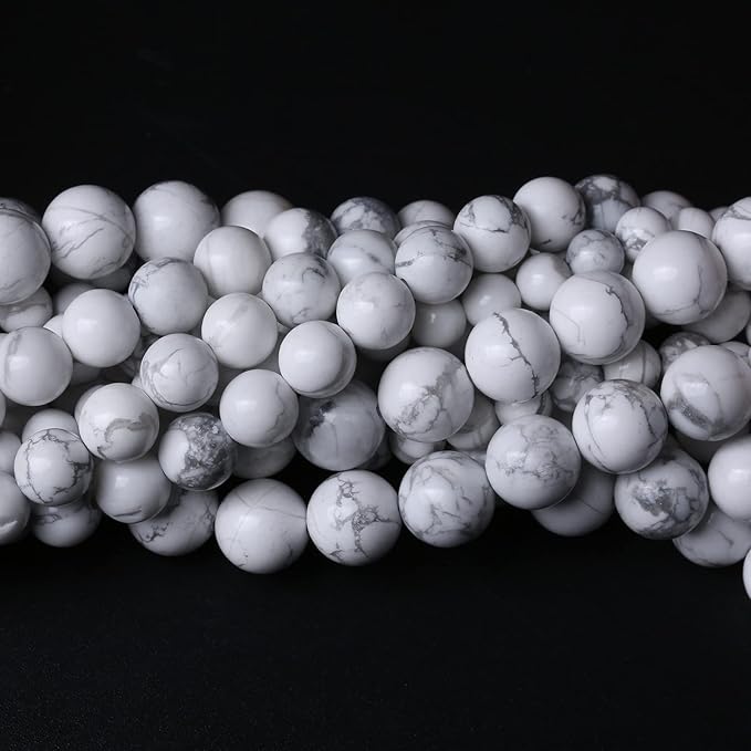 90pcs 4mm AAA Natural Stone Beads White Howlite Turquoises Round Loose Beads for Jewelry Making DIY Bracelet (White Howlite Turquoises, 4mm)