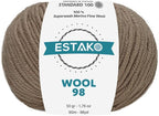 Estako Wool 98 100% Superwash Merino Wool Medium Worsted Weight Soft Knitting and Crochet Yarn 1.76 oz (50gr) 98 yds (90 m) (6360-Light Brown)