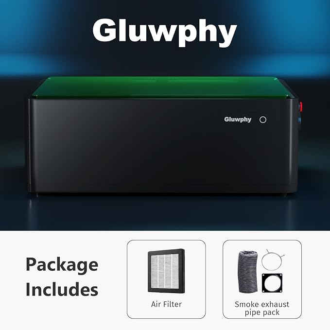 Gluwphy Laser Engraver Machine 5000mW(5W) Enclosed Diode Laser Cutter for Beginner, Class 1 Safety Laser Engraving Machine for Wood, Metal,Black