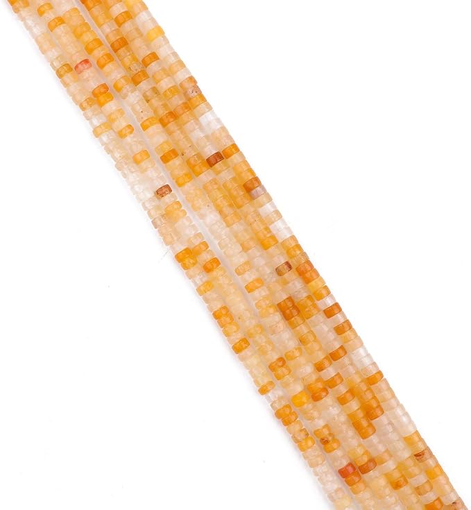 Natural Yellow Jade Spacer Beads Caps Loose Semi Gemstone for Beading Jewelry Making 4mmx2mm 38cm