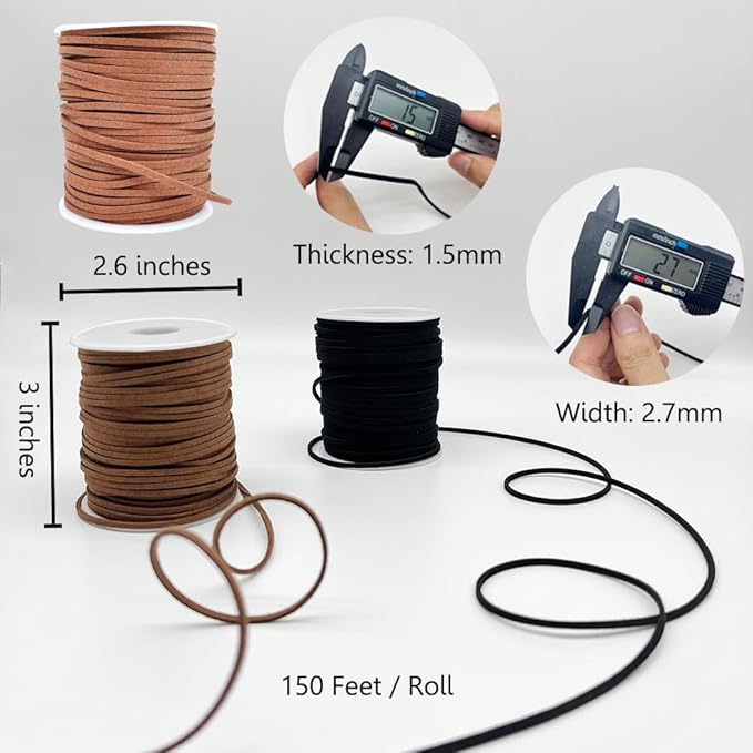 Leather String, Faux Leather Cord, Flat Suede Leather Lace for Necklaces, Bracelets, Jewelry Making, Tassels, Dream Catchers and Art Crafts