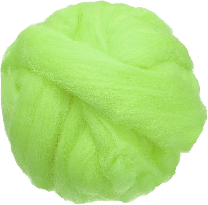 uxcell 3.53oz Wool Roving Yarn, Needle Felting Wool Fiber DIY Craft Needle Wet Felting Supplies for Blending Weaving Handcrafts, Bright Green