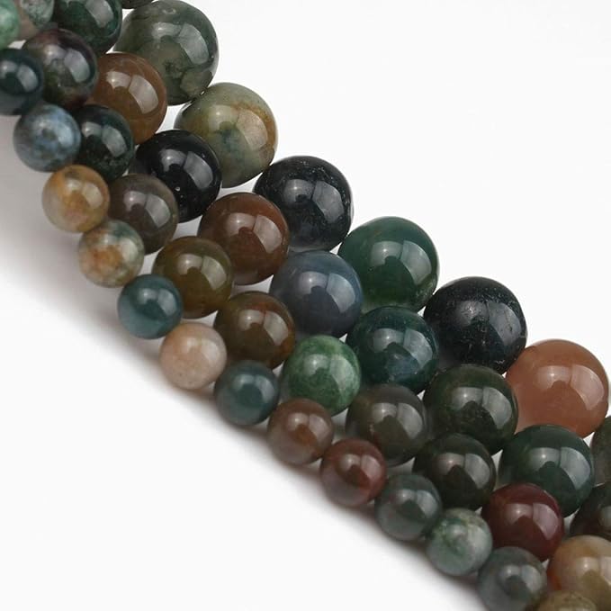 45pcs 8mm Natural Stone Beads Indian Agate Beads Energy Crystal Healing Power Gemstone for Jewelry Making, DIY Bracelet Necklace