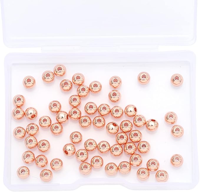 Rose Gold Plated Round Spacer Beads 5mm 60pcs for Jewelry Making Findings Non Tarnish