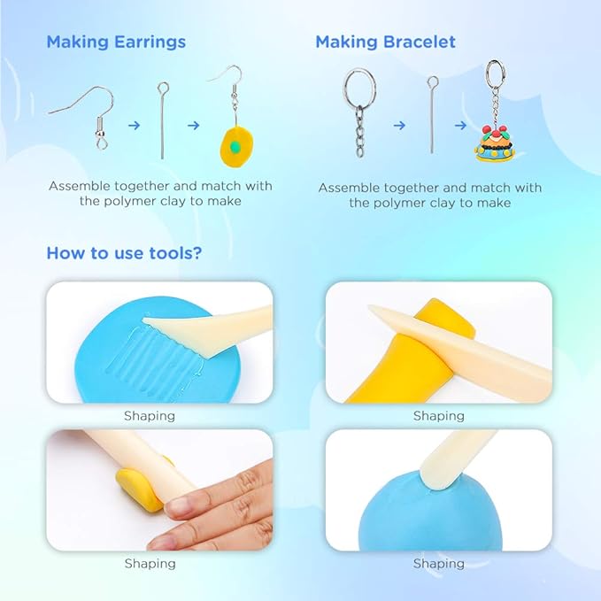 ifergoo Polymer Clay, Modeling Clay for Kids DIY Starter Kits, Oven Baked Model Clay, Non-Toxic, Non-Sticky, with Sculpting Tools, Ideal Gift for Children and Artists