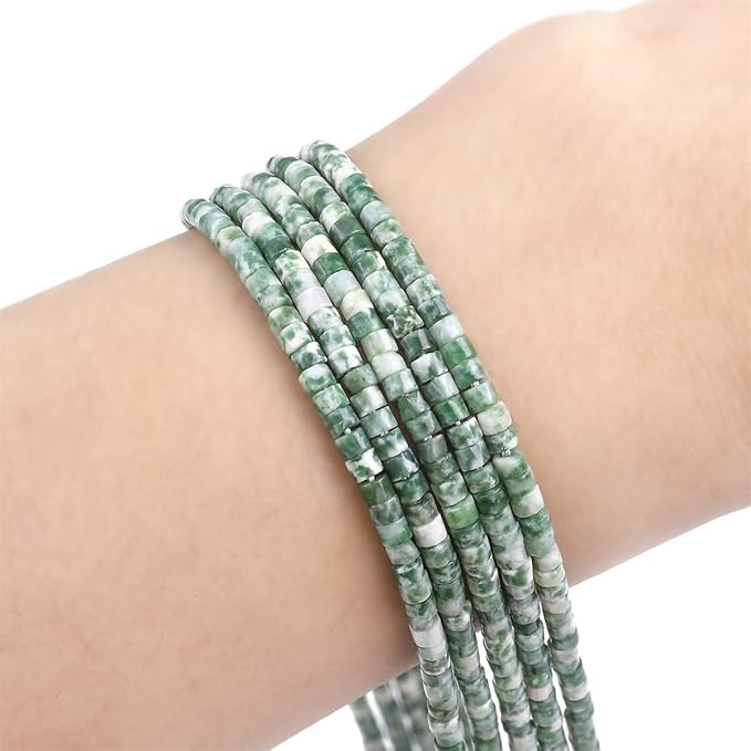 Natural African Jade Spacer Beads Caps Flat Round Loose Beads for Beading Jewelry Making 3mmx2mm 38cm