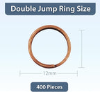 Mandala Crafts 12mm Antique Copper Colored Double Jump Rings for Jewelry Making - 400 Pcs Small Split Key Rings Set for Crafts, DIY Keychains, and Accessories