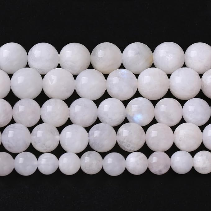 8MM 45PCS Natural Stone White Moonstone Gemstone Semi Precious Beads for Jewelry Making DIY Bracelet