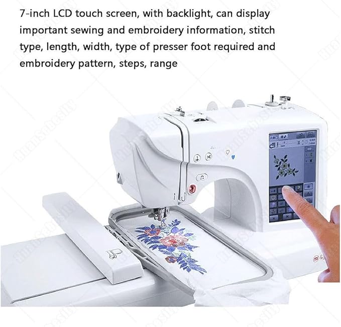 Embroidery Machine,Sewing Machine,Computerised Sewing Machine,100x235 Mm Embroidery Area,With 7" Lcd Touchscreen,2 Kinds of Embroidery Frames for Decoration,Clothing