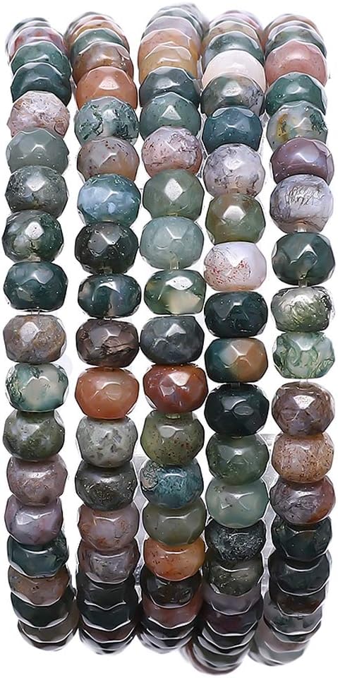 Faceted Natural India Agate Stone Rondelle 4x6mm Loose Semi Gemstone Beads for Jewelry Making 38cm