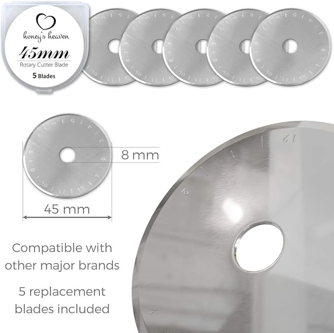 Rotary Cutter Set lavender - Quilting Kit incl. 45mm Rotary Cutter, 5 Replacement Blades, A2 Cutting Mat, Acrylic Ruler and Craft Clips - Ideal for Crafting, Sewing, Patchworking, Crochet & Knitting