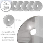 Rotary Cutter Set lavender - Quilting Kit incl. 45mm Rotary Cutter, 5 Replacement Blades, A2 Cutting Mat, Acrylic Ruler and Craft Clips - Ideal for Crafting, Sewing, Patchworking, Crochet & Knitting