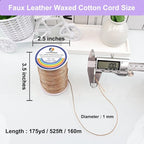 1mm Faux Leather Waxed Cotton Cord, 175 Yards – Durable Necklace String, Soft and Textured Cord for Necklaces, Bracelets, and Jewelry Making