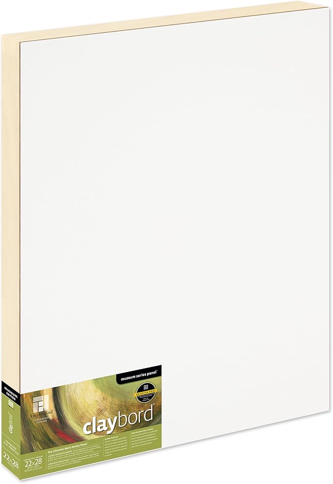 Ampersand Art Supply Wood Painting Panel: Museum Series Claybord, 22" x 28", 1-1/2" Cradled Profile