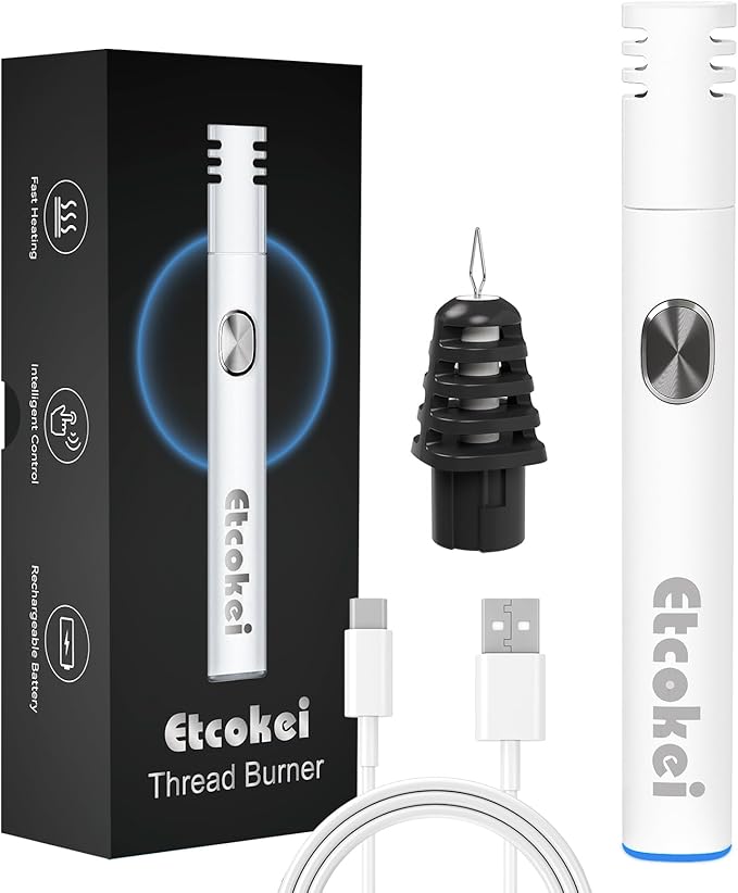 Thread Burner with A Replacement Tip, Rechargeable Thread Zapper Tool, Cautery Pen, Sewing Supplies for Beading Jewelry Making DIY Melting Knotting, Bracelet Making, Leather Work, Ribbon Cut