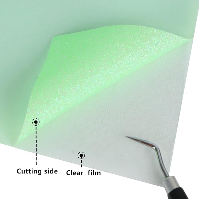 Light Green Glitter HTV Heat Transfer Vinyl Rolls 12inch by 6feet PU Stretch Iron on Vinyl for T-Shirt for Silhouette and Cameo (6Ft, Z1-Glitter Light Green)