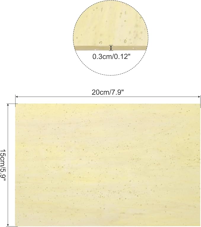 MECCANIXITY Stained Glass Sheet Mosaic Tile 7.9 Inch x 5.9 Inch Apricot Stained Glass Sheets for Crafts DIY, Art Project