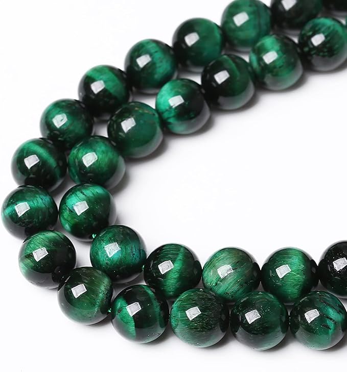 48PCS 8mm Top AAA Green Tiger Eye Beads Natural Stone Round Loose Beads for Jewelry Making DIY Bracelet,Necklace, Earrings 15" Inch