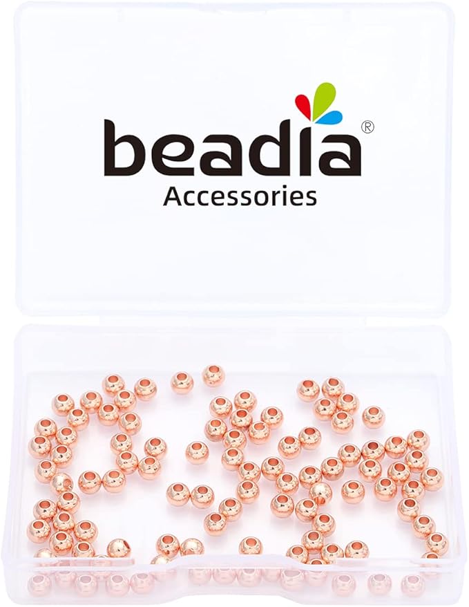 Rose Gold Plated Round Spacer Beads 4mm 100pcs for Jewelry Making Findings Non Tarnish