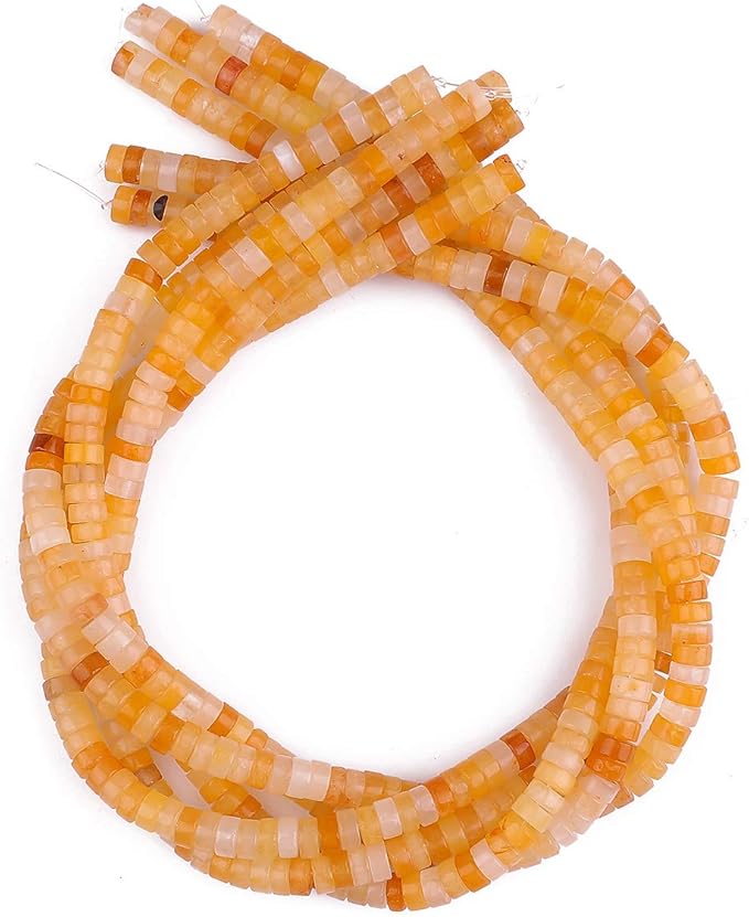 Natural Yellow Jade Spacer Beads Caps Loose Semi Gemstone for Beading Jewelry Making 6mmx3mm 38cm