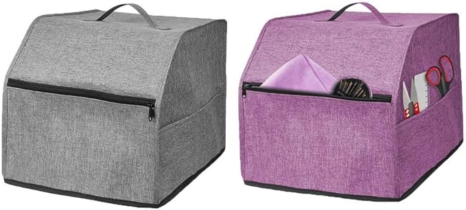 Overlock Sewing Machine Cover with Oxford Cloth and Multiple Storage Pockets, Protective Dust Shield for Serger or Overlock Machine, Fits 31.5 x 29 x 28.5 cm, Simpleto Clean for Home Sewing(Purple)