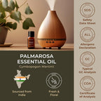 Gya Labs Palmarosa Essential Oil - 0.34 Fl Oz - for Hair, Skin, Diffuser, Aromatherapy & DIY Candle Making Scent