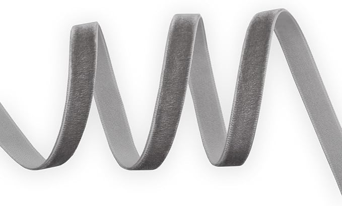 Nylon Velvet Ribbon Single Faced,3/8 Inch X 25Yards Spool (Grey)