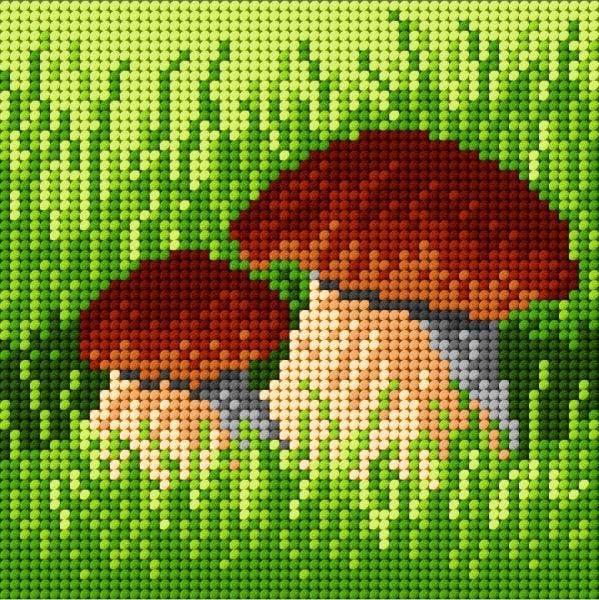 Wizardi Needlepoint Canvas for halfstitch Without Yarn Mushrooms 1838D Orchidea