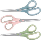 Scissors 8.5 Inch scissors all purpose Bulk Set of 3, Scissors for Office Home School Craft Supplies, Soft Comfort-Grip Right/Left Hand