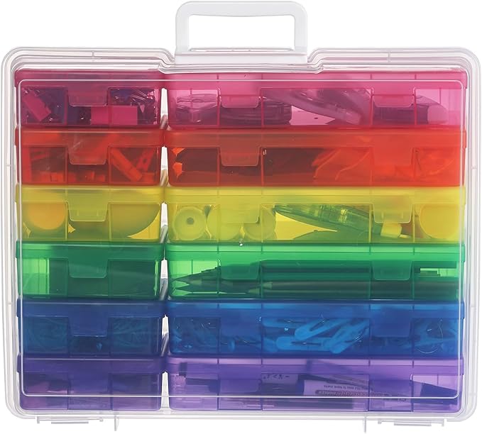 Plastic Storage Box Arts & Crafts Storage Boxes & Organizers With Large Storage Box Organizers And Small Rectangular Plastic Container For Craft Storage (6 Medium+ 6 Small-Color)