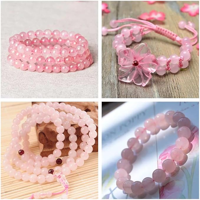 Natural Stone Beads Pink Rose Quartz Round Genuine Stone Beading Loose Gemstone Hole Size 1mm DIY Charm Smooth Beads for Bracelets Necklaces Earrings 6mm 200pcs (Pink Rose Quartz 6mm)