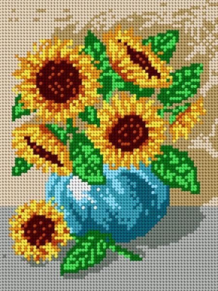 Wizardi Needlepoint Canvas for halfstitch Without Yarn Bouquet of Sunflowers 1324F Orchidea
