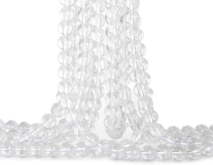 10mm 100pcs Natural Stone Beads Clear Quartz Crystals Round Genuine Stone Beading Loose Gemstone Hole Size 1mm DIY Charm Smooth Beads for Bracelet Necklace Earrings (Clear Quartz Crystals 10mm)