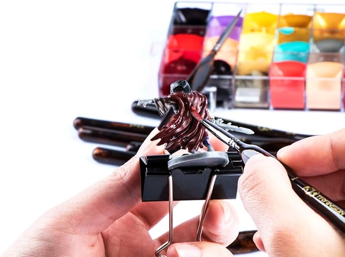 Transon 15pcs Miniature Paint Brushes for Fine Detail Painting, Model Painting, Acyrlic and Watercolor Art Painting