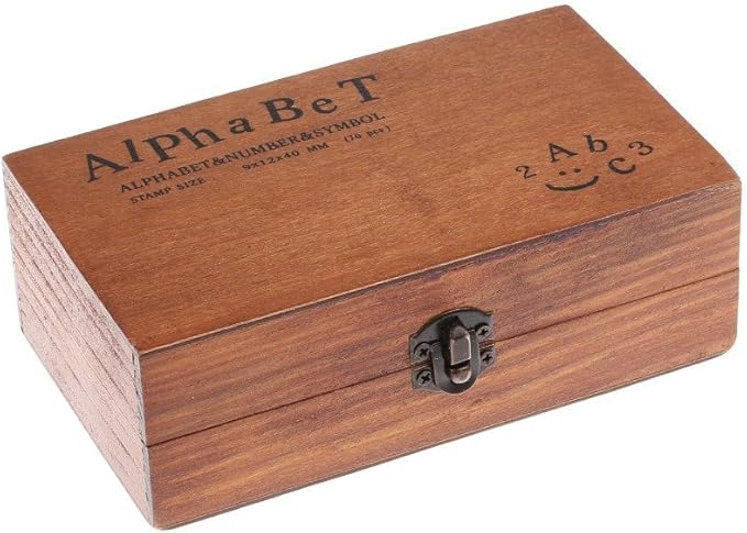 70 Pcs Wooden Rubber Stamps Number and Alphabet Letter Wood Rubber Stamps Set Wooden Rubber Number Letter, Stamper Seal Set with Wooden Box Vintage DIY