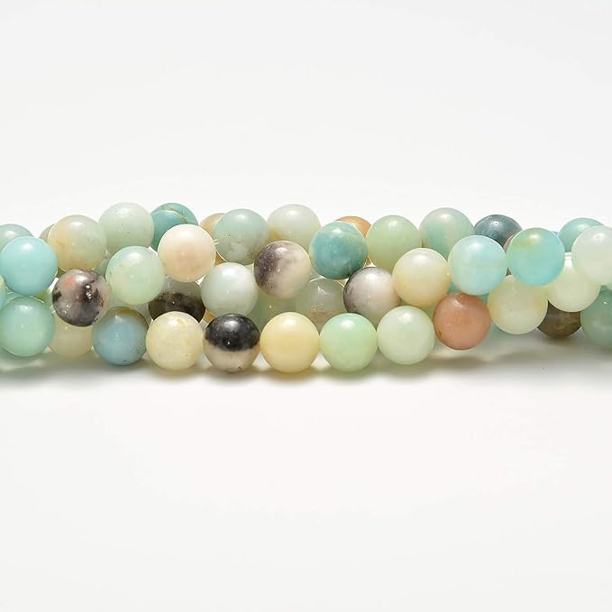 NCB 200pcs 6mm Mixedcolor Amazonite Loose Beads for Jewelry Making, Natural Semi Precious Beads Round Smooth Gemstones Spacer Beads Charms for Necklaces Bracelets (Mixedcolor Amazonite, 6mm 200Beads)