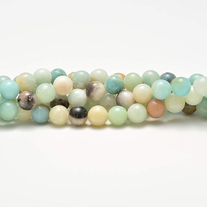 NCB 200pcs 4mm Loose Beads for Jewelry Making, Natural Semi Precious Beads Round Smooth Gemstones Spacer Beads Charms for Necklaces Bracelets (Mixedcolor Amazonite, 4mm 200Beads)