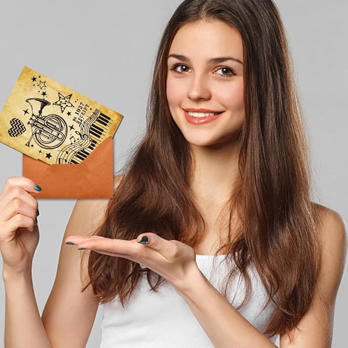 GLOBLELAND Vintage Music Background Cling Rubber Stamp Drum and Violin Musical Instrument 7x8.7inch Cling Stamps Embossing Stamp Seal for DIY Scrapbooking and Card Making Paper Craft Decor