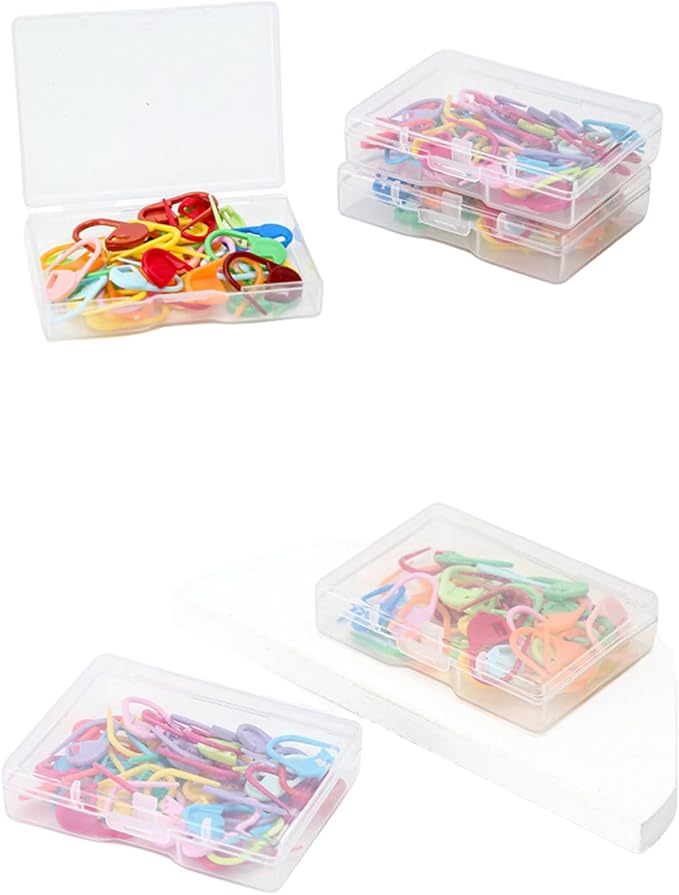 Plastics Locking Stitch Markers for Crocheting and Knitting with Storage Box