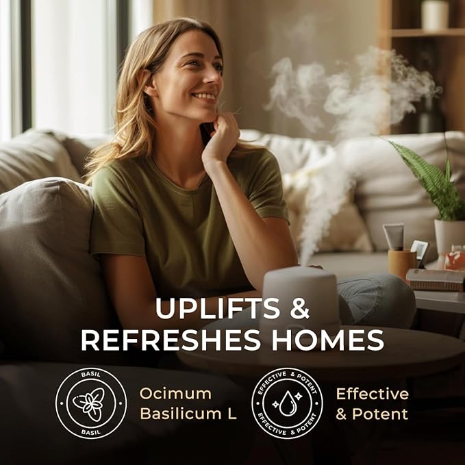 Gya Labs Basil Essential Oil - 0.34 Fl Oz - for Hair, Skin, Diffuser, Aromatherapy & DIY Candle Making Scent