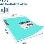 Sooez Art Portfolios 11"x17", Large Portfolio Folder with 30 Pockets & Black Inner Sheets, Display 60 Pages, 11 x 17 Presentation Book for Artwork Storage, Binder with Plastic Sleeves for Artist