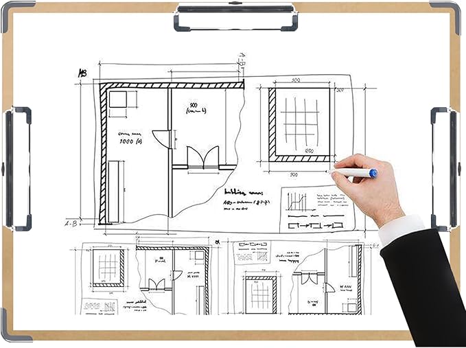 Acocony Drawing Board 18 x 24 Three Clip with Hardware Corner Guard Drawing Boards for Artists Hardboard Art Clipboard Low Profile Clip MDF Pack of 1