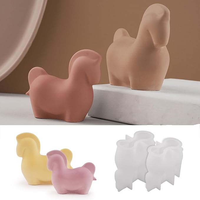 2 Pack Large and Small Horse Resin Mold - Resin Casting Silicone Molds for Home Decor & Candle Making Wave Spiral Mold