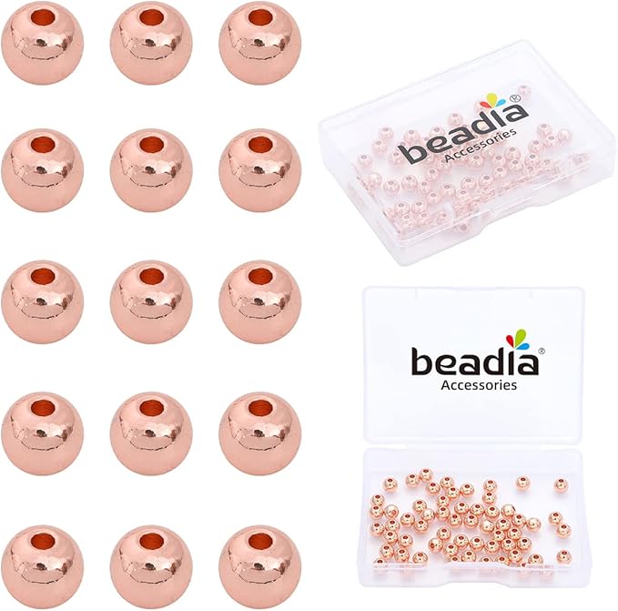Rose Gold Plated Round Spacer Beads 5mm 60pcs for Jewelry Making Findings Non Tarnish