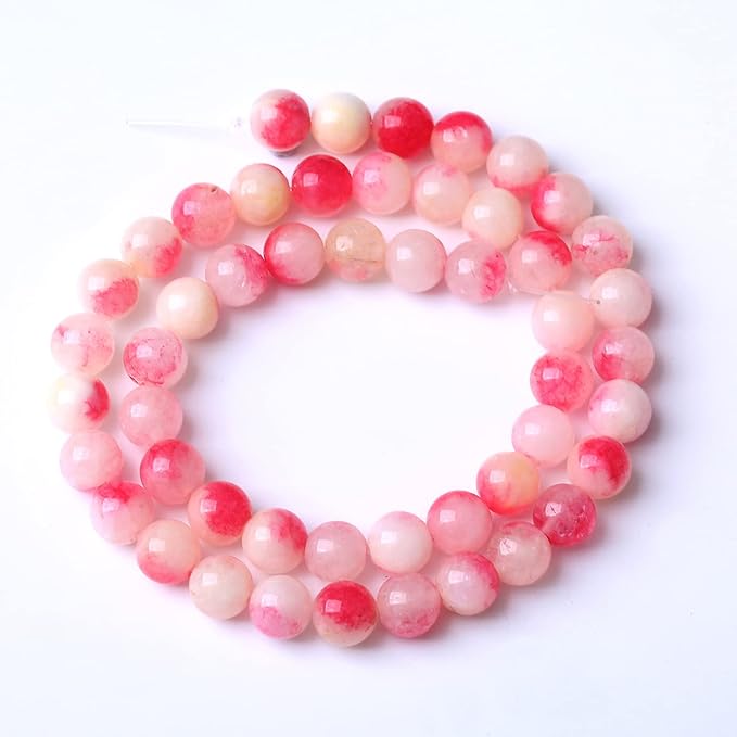 120PCS 6MM Pink Tourmaline Jade 2 Strands Stone Beads for Jewelry Making DIY Bracelet Necklace