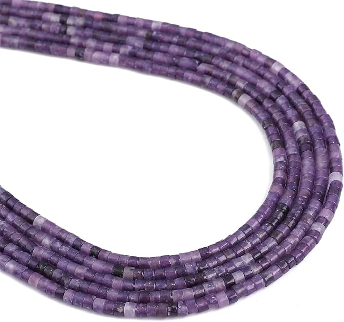 Natural Amethyst Spacer Beads Caps Flat Round Loose Beads for Beading Jewelry Making 3mmx2mm 38cm