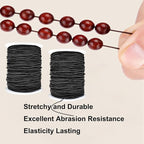 Stretchy String for Bracelets, 2 Rolls 1 mm Sturdy Elastic String Elastic Cord for Jewelry Making, Necklaces, Beading (Black)