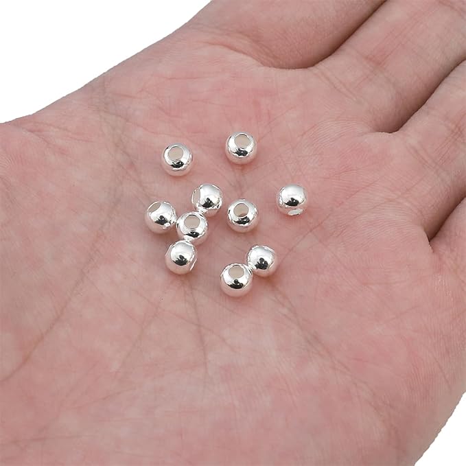 925 Sterling Silver Round Beads 5mm 10pcs for Jewelry Making Findings