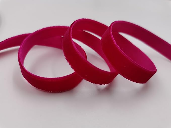 Nylon Single Face Velvet Ribbon,3/8 Inch X 25 Yards Spool (Shocking Pink)