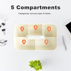 Multipurpose Caddy Organizer with Handle, 9.6'' x 6.1''x 4.3'' Large Stackable Plastic Craft Storage, Portable Pen Holder 5 Dividers for Art Supplies, Colored Pencils, Stationery, Markers, Makeup